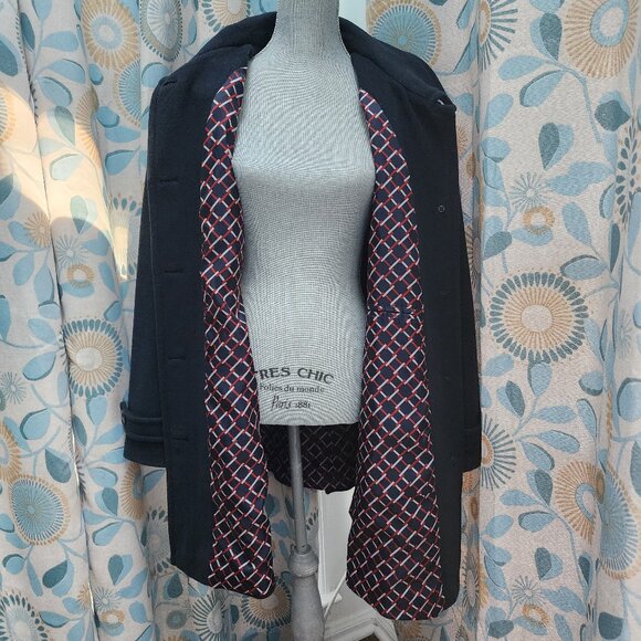 Lands' End Long Black Button-Up Coat - Picture 2 of 8